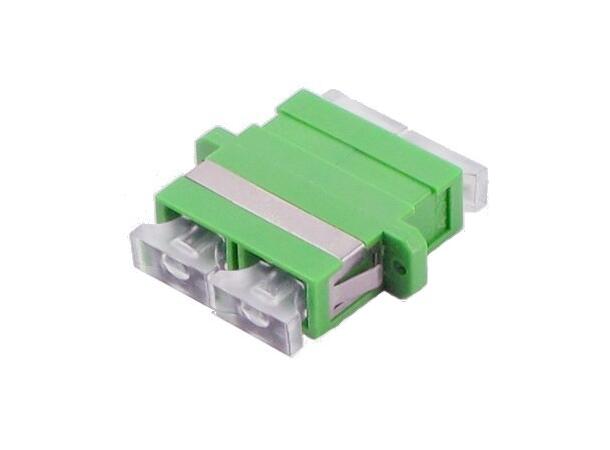 Adapter SM SC/APC-DPX Green With flange, metall clip, Zr. sleeve 